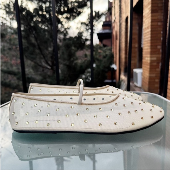 New Jeffrey Campbell Swan Lake Gem Mesh Flats Rhinestone Ballet Yellow - Picture 5 of 15